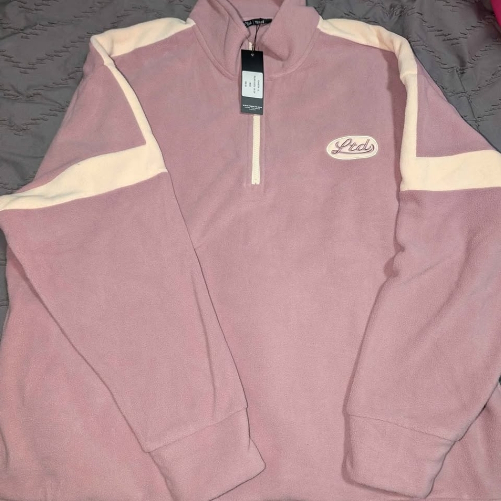 Pink and Cream Quarter-Zip Pullover